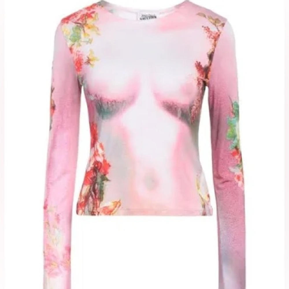 Jean Paul Gaultier | Flowers Printed Body Long Sleeve Top Pink